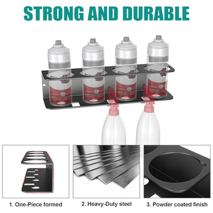 EVERHANGER Spray Can Holder, Wall Mount Spray Bottle Storage Rack - size: 16.5in x 2Pack