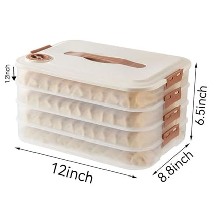 MANHONGYU 4-layer Food Storage Containers,Plastic Cookie Containers,Stackable Cookie Carrier, Dumpling Storage Box