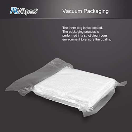 AAWipes Cleanroom Polyester Wipers 4"x4" (Bag of 400 Pcs) Double Knit 100% Polyester Wipes Lint Free Cloths with Ultra-fine Filaments, Laser Sealed Edge, Class 100 Cloths, Ultra-Soft Wipes