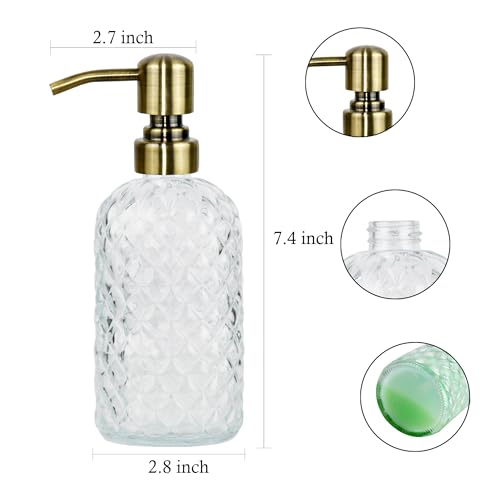 16 oz Glass Soap Dispenser with Vintage Gold Pump - color: Clear