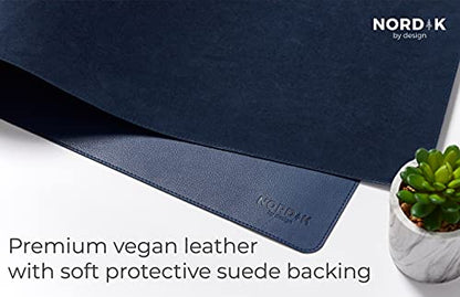 Nordik Leather Desk Mat - Midnight Blue - Large Leather Desk Pad 35x17 in - color: Midnight Blue