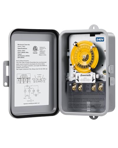 DEWENWILS 24-Hour Mechanical Timer Switch - 208-277VAC DPST, 5HP 40A