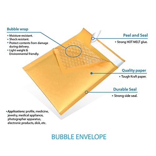 250#00 5x10 Kraft Paper Bubble Padded Envelopes Mailers Case 5"x10"