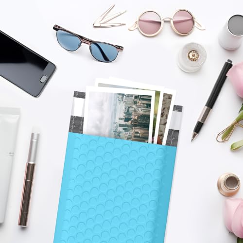 Famagic Blue Bubble Mailers 4x8 for Shipping & Cards, 50pc, Usable 4x7 - color: Light Blue, size: 4x8 50pcs