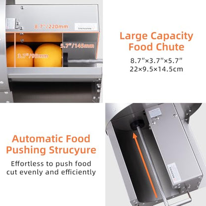 Electric Vegetable Slicer, Commercial Fruit Cutter Machine with 0-0.5'' Thickness Adjustable, Stainless Steel 2 IN 1 Manual & Electric Food Slicer for Lemon Potato Onion Tomato, 110V - size: Electric Model