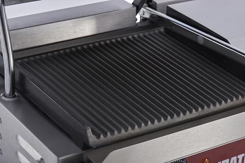 Kratos Commercial Electric Panini Sandwich Grill with Grooved Plates - size: Large w/ Grooved Plates
