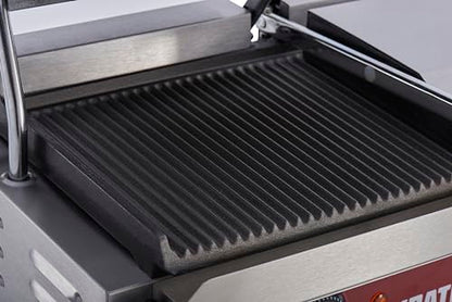 Kratos Commercial Electric Panini Sandwich Grill with Grooved Plates - size: Large w/ Grooved Plates