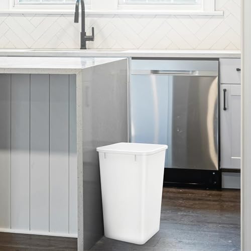 Rev-A-Shelf Double Pullout Garbage Trash Cans for Kitchen Cabinets, 35 Qt - color: White, style: 2 Pack