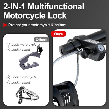 JAGASOL Motorcycle Handlebar Lock, Helmet & Brake Anti-Theft Lock Black - color: Black