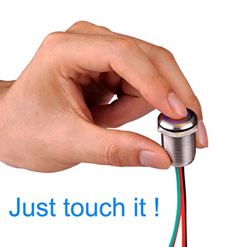 Touch Switch UT19T1 Stepless Dimming Switch DC 6V to 24V Blue LED Suitable for 19mm 3/4" Mounting Hole - color: Stepless Dimming