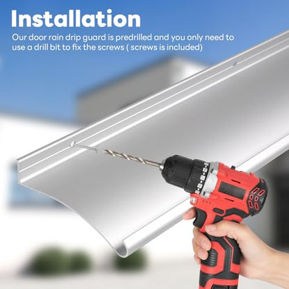 4" Extra-Wide Door Rain Drip Guard, 40" L Heavy Duty Aluminum Thickened Window Door Rain Deflector, Door Drip Cap, 0.8" Height Overhead Drip Edge (Silver) - size: 40in-Silver