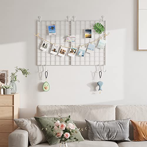 C&AHOME Photo Wall Display Set of 2, Wall Grid Panel, 15.7" x 11.8", White - color: White, size: 15.7 x 11.8 (40x30cm)