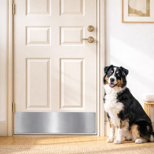 Panther Armor 8x34 in Silver Door Kick Plate, Dog Scratch Door Protector - color: Silver, size: Kick Plate [8x34in]