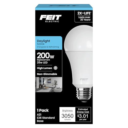 Feit Electric A21 LED Light Bulb 200W Eq, Daylight White - color: 5000k Daylight, size: 200W