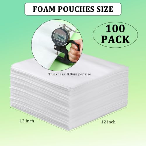 100Pack Foam Pouches 12x12in, Foam Packing Pouches for Fragile Items - size: 12x12 inch