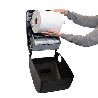 San Jamar Timeless Hands-Free Mechanical Paper Towel Dispenser, Black, Commercial Grade, Universal Roll Compatibility, Touchless Operation, for Bathrooms and Kitchens