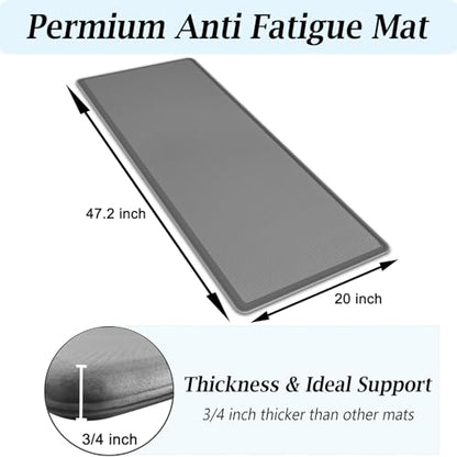 Artnice 0.75" Thick Anti Fatigue Kitchen Mats, Memory Foam Kitchen Rugs - color: Grey, size: 47.2"L x 20"W x 0.8"Th