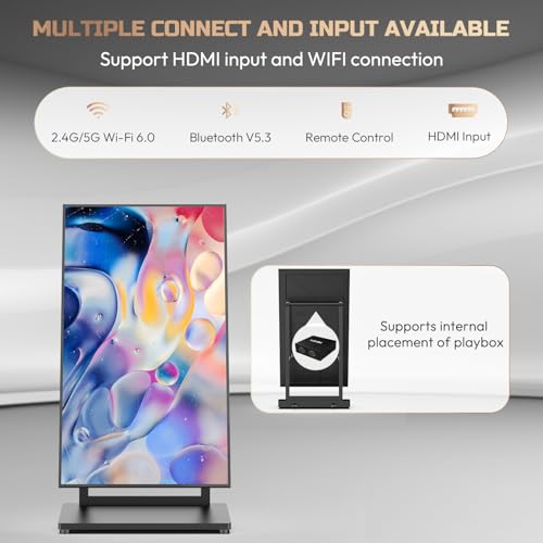 43" Digital Signage Display Kiosk, 4K UHD Anti-Glare LCD Advertising Screen, Portable Floor Standing Auto AD Player Android14 App-Based Control with USB/HDMI/WiFi, Bluetooth 5.3 - size: 43 Inch