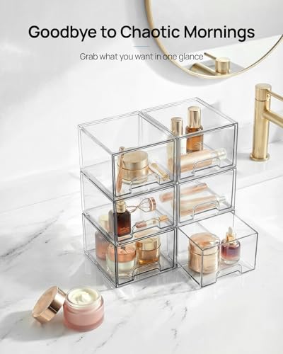 Vtopmart 12 Pack Small Clear Stackable Storage Drawers - style: Small-12pack-Clear