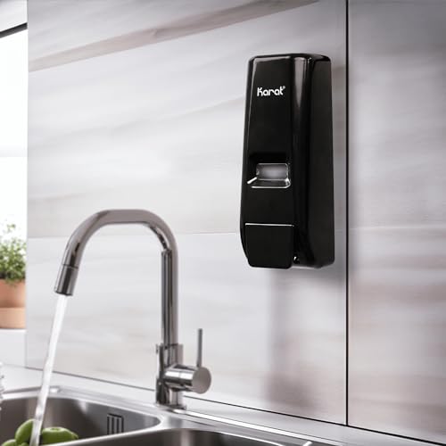 Karat Black Wall Mount/Stand Hand Soap Dispenser - 13.5 oz Refillable Liquid Soap Dispenser for Bathroom, Commercial Use-Compatible - 1 Unit, JSD-HSL01B
