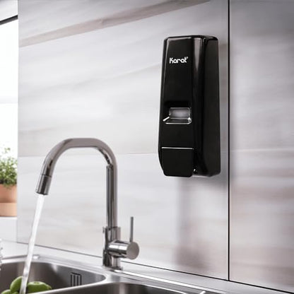 Karat Black Wall Mount/Stand Hand Soap Dispenser - 13.5 oz Refillable Liquid Soap Dispenser for Bathroom, Commercial Use-Compatible - 1 Unit, JSD-HSL01B