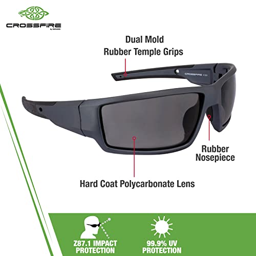 Crossfire Safety Glasses - color: Aluminum Gray / Smoke