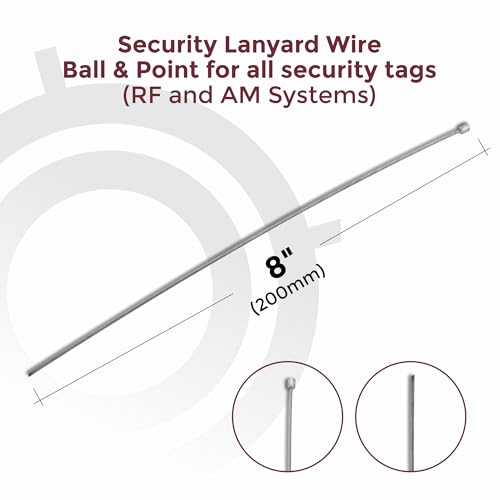 100 Security Lanyard Wire Ball & Point Metal 8 Inch EAS Loss Prevention by Bullseye Protection - for Hard Tags and Antisholifting Systems Clothes Security Tag Lanyard for Anti-Theft Systems - size: 100 Security Lanyards