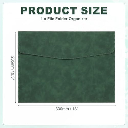 PATIKIL PU Leather A4 File Folder, Document Holder Filing Organizer Portfolio Envelope Folder Case with Snap Closure for Letter Receipt, Green - color: Green