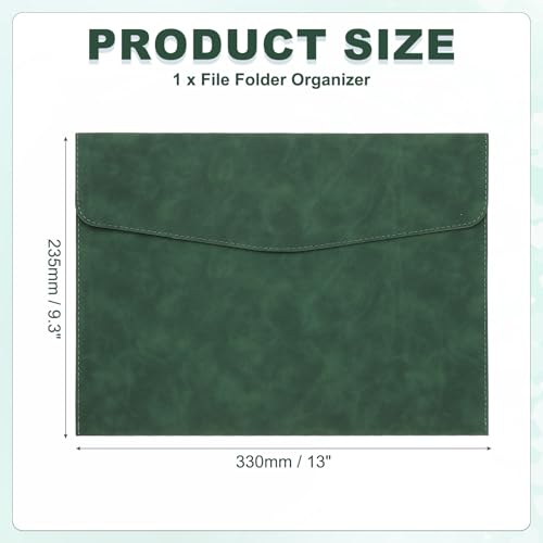 PATIKIL PU Leather A4 File Folder, Document Holder Filing Organizer Portfolio Envelope Folder Case with Snap Closure for Letter Receipt, Green - color: Green