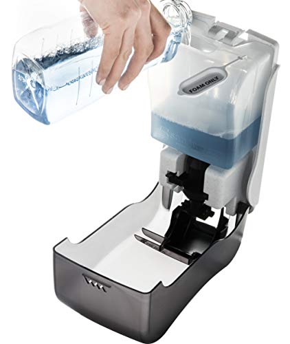 San Jamar Manual Soap Dispenser – 1300 mL Capacity Liquid Dispenser for Bulk Foaming Soaps, Wall Mount, Refillable with Transparent Reservoir Easy Push Bar for Commercial or Office Use, Black Pearl
