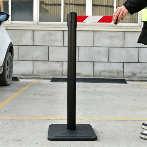 OrangeStar 4-Pack Crowd Control Stanchions, Heavy Duty Stanchion Set - color: Red & White Striped