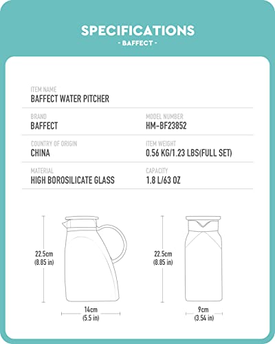 Baffect Water Pitcher Glass Jug With Lid and Spout (Hammer Pattern) - style: Hammer Pattern