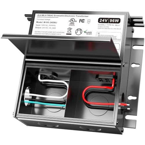96W Dimmable LED Driver 24V, Compatible with Lutron&Leviton Dimmer - size: 96W24V with junction box