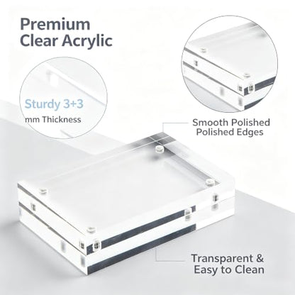 Acrylic Sign Holder, Acrylic Magnetic Poster Double-Sided Display Stand For Countertops, Acrylic Stands For Display In Offices, Restaurants, And Events(10 x 15cm), as picture show - size: 10 x 15cm