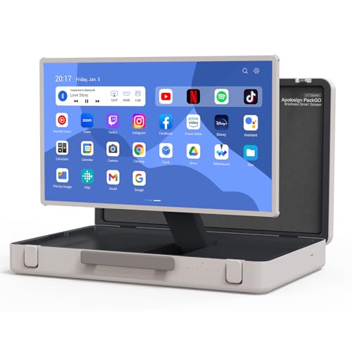 apolosign packgo 27-Inch Portable Entertainment System, Compact Suitcase Design Smart TV, Android OS, Bluetooth 3D Speakers, Built-in Battery 6H, Briefcase Screen Perfect for Travel & Parties (White) - color: White