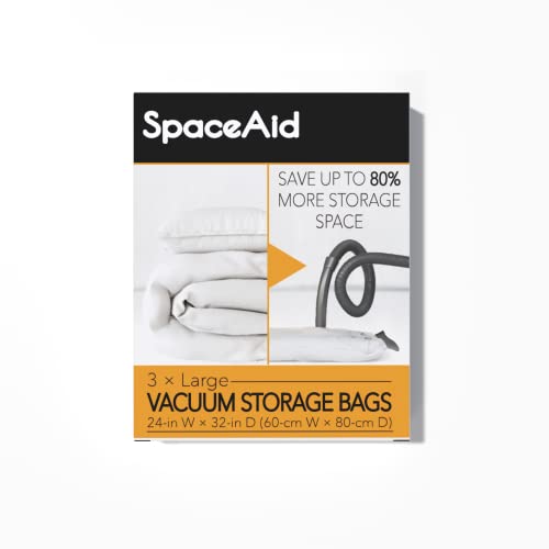 SpaceAid Vacuum Storage Bags, Space Saver Sealer Compression Bags for Comforters, Blankets, Pillows, Bedding, Clothes (Large 3 Pack) - size: Large 3 Pack