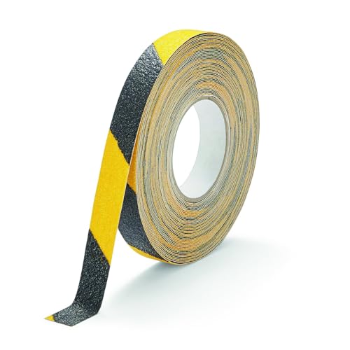 Durable DURALINE Grip+ Floor Tape, Non-Slip, Yellow & Black, 1" x 50ft - color: Yellow/Black, size: 25 mm x 15 m