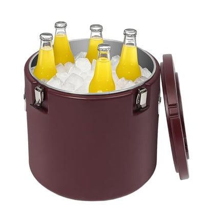 50L/13.21 Gal Insulated Soup Carrier, Stainless Steel Insulated Soup Container Bucket Hot & Cold Thermal Bucket with Lid Commercial Food Warmer for Parties Picnics Cafes Restaurants - color: Brown, size: 50L/13.2Gal