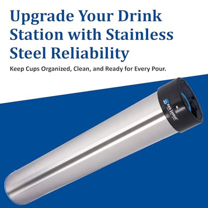 San Jamar Surface Mount Cup Dispenser Vertical, 12 - 24 Oz. Cups for Restaurants, Dining Halls, and Fast Food, Stainless Steel, 23.75 Inches, Silver