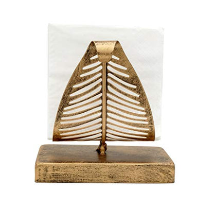 OwlGift Freestanding Modern Napkin Holder with Leaf Design, Tabletop Tissue Dispenser, Countertop Napkin Storage Organizer – Bronze - color: Bronze