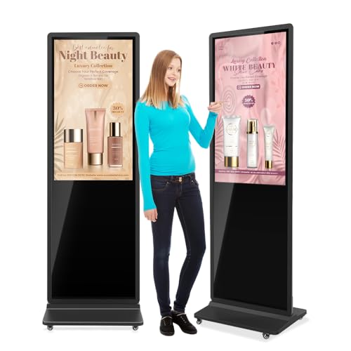 MWE 43 Inch 4K Touchscreen Kiosk, Indoor Floor Standing Digital Signage Displays, Advertising Display LCD Totem, Interactive Display Poster Android System with Auto Media Player - color: Black, size: 43 inch 4K, style: Touch-Screen