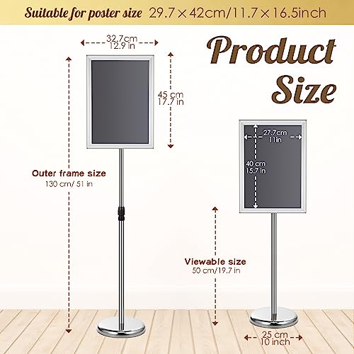 LElFlIDE 8 Pack Silver 11.7 x 16.5" A4 Adjustable Pedestal Sign Holder - color: Silver, size: 11.7 x 16.5''