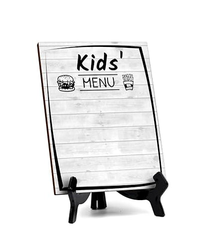 Kids' Menu 6x8 Dry Wipe Table Sign Easy Installation | Restaurant & Bar | Perfect To Clearly Direct Customers & Advertise Specials | No Pen Included - style: Kids' Menu