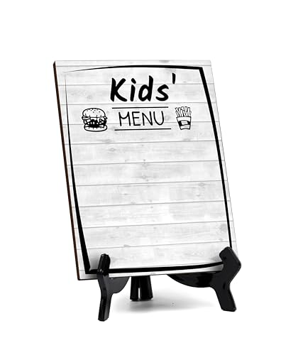 Kids' Menu 6x8 Dry Wipe Table Sign Easy Installation | Restaurant & Bar | Perfect To Clearly Direct Customers & Advertise Specials | No Pen Included - style: Kids' Menu