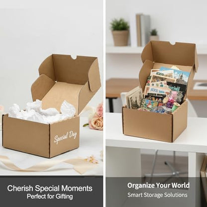 50 Pack Small Shipping Boxes 6x4x3'' Corrugated Small Cardboard Boxes for Shipping, Recyclable Packaging Boxes for Business, Mailer, Gift Packing, Crafts Packing, Jewelry Box, Brown