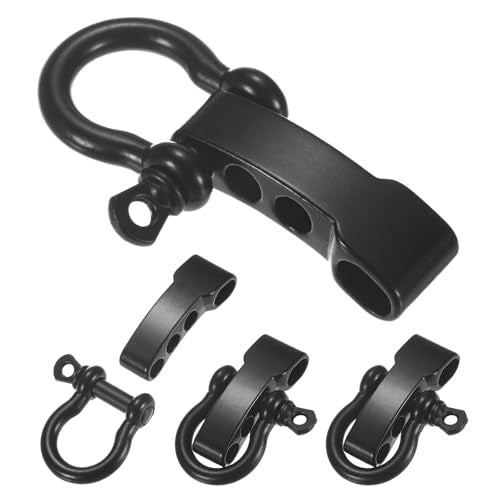 Paracord Bracelet Shackle Buckle [4PCS] - Adjustable Metal O Bow Shackle Use for Survival Bracelets Belt & Outdoor Rope - [Black-Flat Head] Screw Pin Anchor Buckles - color: Black