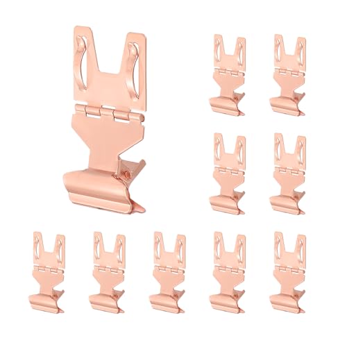 PATIKIL 10Pcs Metal Sign Clip Rotatable Sign Holder Stand Clip Rose Gold - color: Rose Gold