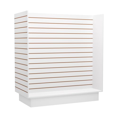 WISDOMFUR H-Unit Slatwall Gondola Display – 4 ft White Freestanding Retail Fixture for Merchandising, Store Displays & Showrooms - color: White