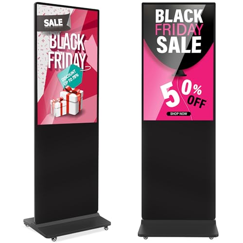 37 inch Indoor Digital Signage IPS Floor Standing Digital Kiosks Interactive Displays with WiFi HDMI/USB Input Auto AD Player, Android OS Black - color: Black, size: 37 inch, style: NonTouch-Screen