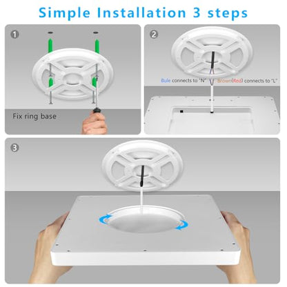 LightingWill 12Inch 24W Square LED Flush Mount Ceiling Light, 5000K Daylight White LED Ceiling Lamp, Surface Mount Modern Ceiling Light Fixture for Bedroom, Kitchen, Bathroom, Hallway, Laundry Room - color: Daylight White, size: 12 inch White